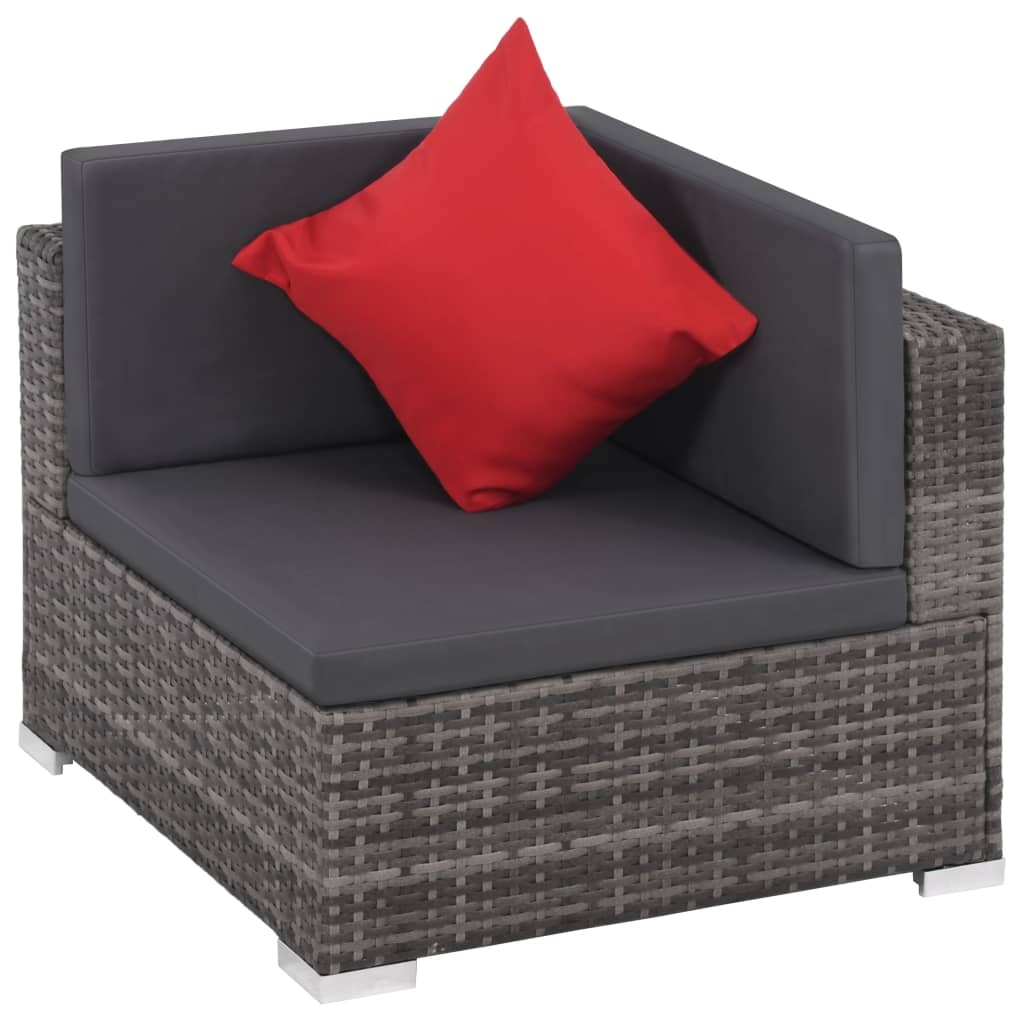 VidaXL 8-delige Loungeset met kussens poly rattan grijs