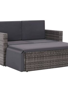 VidaXL 2-delige Loungeset met kussens poly rattan grijs