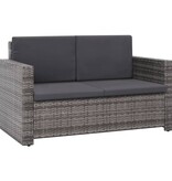 VidaXL 2-delige Loungeset met kussens poly rattan grijs