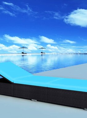 VidaXL Ligbed met kussen poly rattan zwart