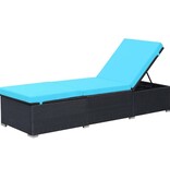VidaXL Ligbed met kussen poly rattan zwart
