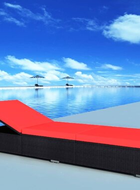 VidaXL Ligbed met kussen poly rattan zwart