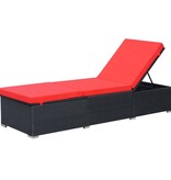 VidaXL Ligbed met kussen poly rattan zwart