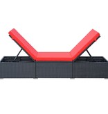 VidaXL Ligbed met kussen poly rattan zwart