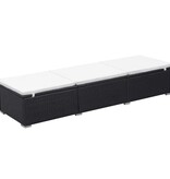 VidaXL Ligbed met kussen poly rattan zwart