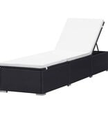 VidaXL Ligbed met kussen poly rattan zwart