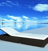 VidaXL Ligbed met kussen poly rattan bruin