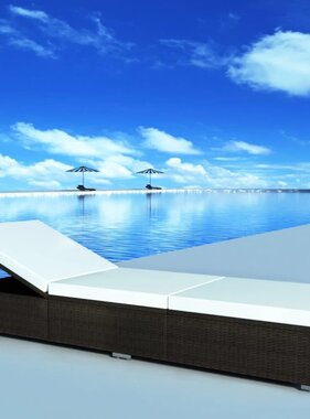 VidaXL Ligbed met kussen poly rattan bruin