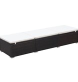 VidaXL Ligbed met kussen poly rattan bruin