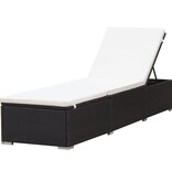 VidaXL Ligbed met kussen poly rattan bruin
