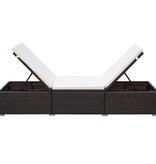 VidaXL Ligbed met kussen poly rattan bruin