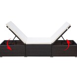 VidaXL Ligbed met kussen poly rattan bruin