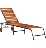 VidaXL Ligbed met stalen poten massief acaciahout