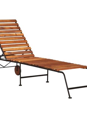 VidaXL Ligbed met stalen poten massief acaciahout