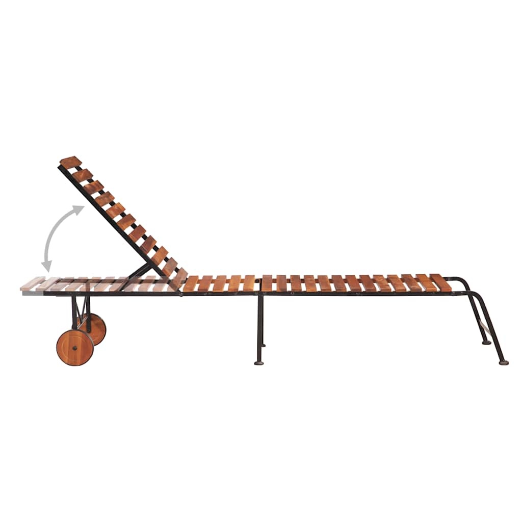 VidaXL Ligbed met stalen poten massief acaciahout