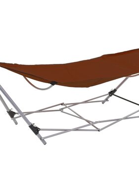 VidaXL Hangmat met inklapbare standaard bruin