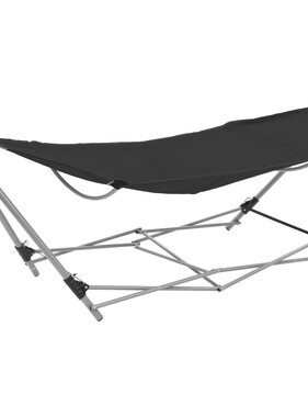 VidaXL Hangmat met inklapbare standaard zwart