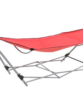 VidaXL Hangmat met inklapbare standaard rood