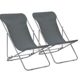 VidaXL Strandstoelen inklapbaar 2 st staal en oxford stof grijs