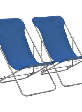 VidaXL Strandstoelen inklapbaar 2 st staal en oxford stof blauw