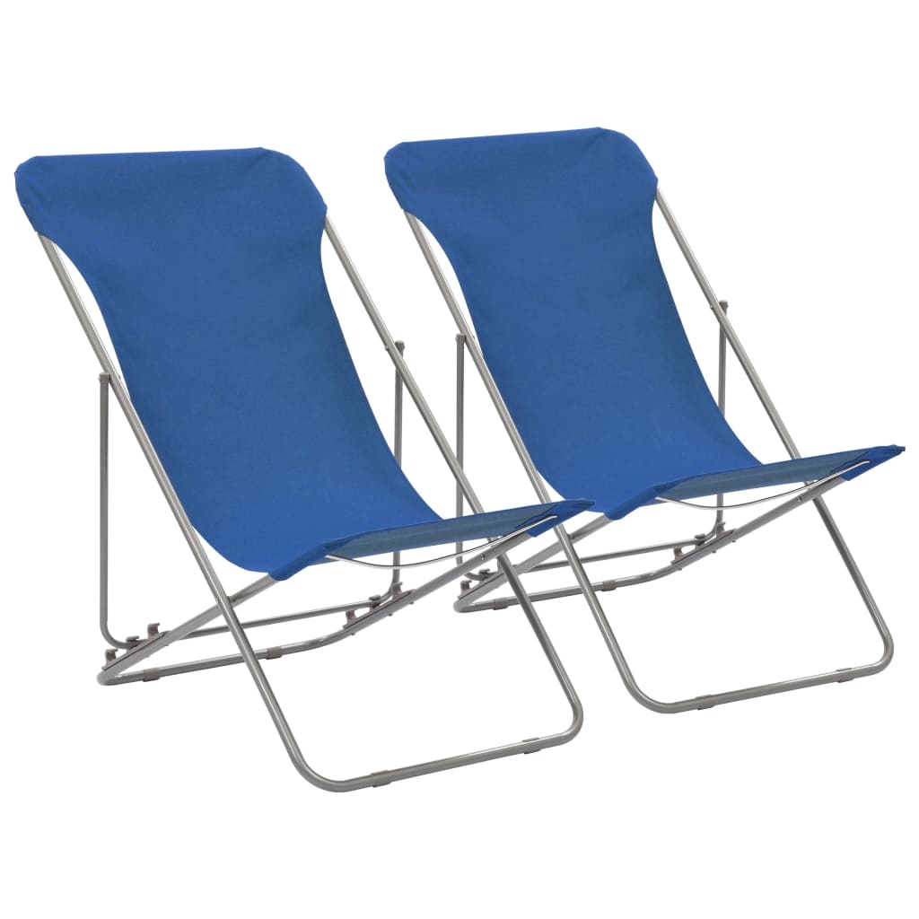 VidaXL Strandstoelen inklapbaar 2 st staal en oxford stof blauw