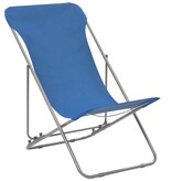 VidaXL Strandstoelen inklapbaar 2 st staal en oxford stof blauw