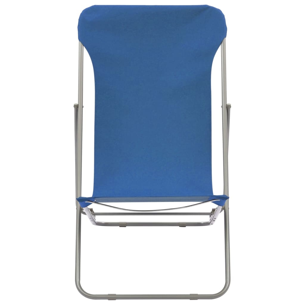 VidaXL Strandstoelen inklapbaar 2 st staal en oxford stof blauw