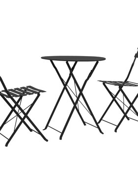 VidaXL 3-delige Bistroset staal zwart