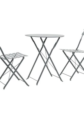VidaXL 3-delige Bistroset staal grijs