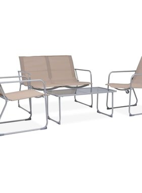 VidaXL 4-delige Loungeset stof en staal taupe