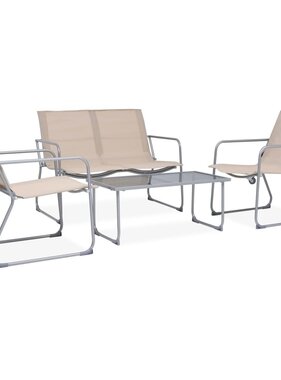 VidaXL 4-delige Loungeset stof en staal crèmekleurig