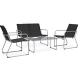 VidaXL 4-delige Loungeset stof en staal zwart