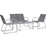 VidaXL 4-delige Loungeset stof en staal grijs