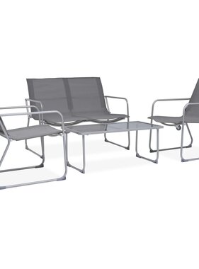 VidaXL 4-delige Loungeset stof en staal grijs