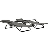 VidaXL Ligbedden inklapbaar 2 st met voetensteun staal grijs