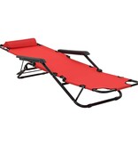 VidaXL Ligbedden inklapbaar 2 st met voetensteun staal rood