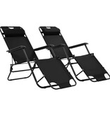 VidaXL Ligbedden inklapbaar 2 st met voetensteun staal zwart