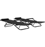 VidaXL Ligbedden inklapbaar 2 st met voetensteun staal zwart