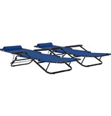 VidaXL Ligbedden inklapbaar 2 st met voetensteun staal blauw