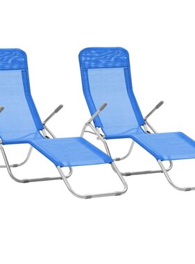 VidaXL Ligbedden inklapbaar 2 st textileen blauw