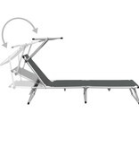 VidaXL Ligbed inklapbaar met dak aluminium en textileen grijs