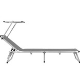 VidaXL Ligbed inklapbaar met dak aluminium en textileen grijs