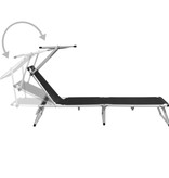 VidaXL Ligbed inklapbaar met dak aluminium en textileen zwart