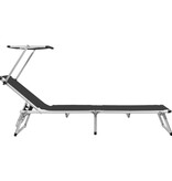 VidaXL Ligbed inklapbaar met dak aluminium en textileen zwart