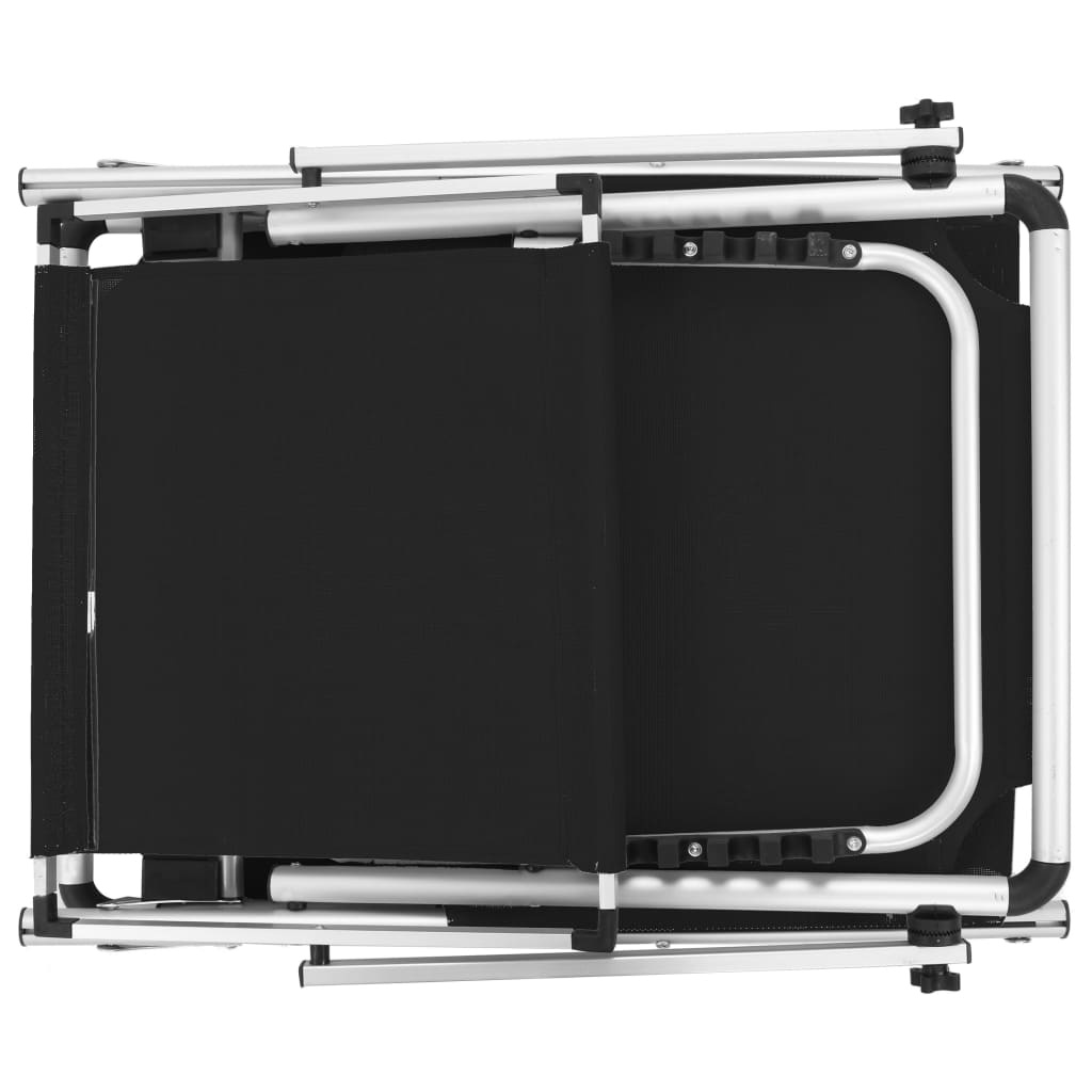 VidaXL Ligbed inklapbaar met dak aluminium en textileen zwart