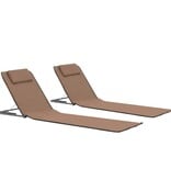 VidaXL Strandmatten inklapbaar 2 st staal en stof bruin