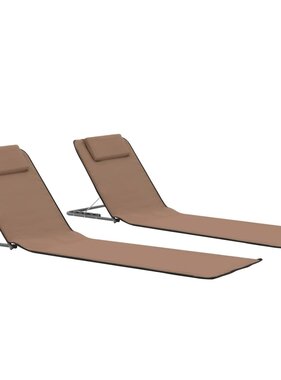 VidaXL Strandmatten inklapbaar 2 st staal en stof bruin