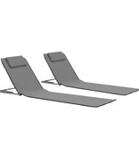 VidaXL Strandmatten inklapbaar 2 st staal en stof grijs