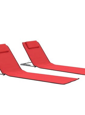VidaXL Strandmatten inklapbaar 2 st staal en stof rood
