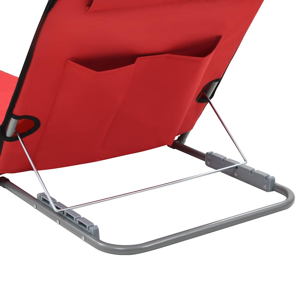 VidaXL Strandmatten inklapbaar 2 st staal en stof rood